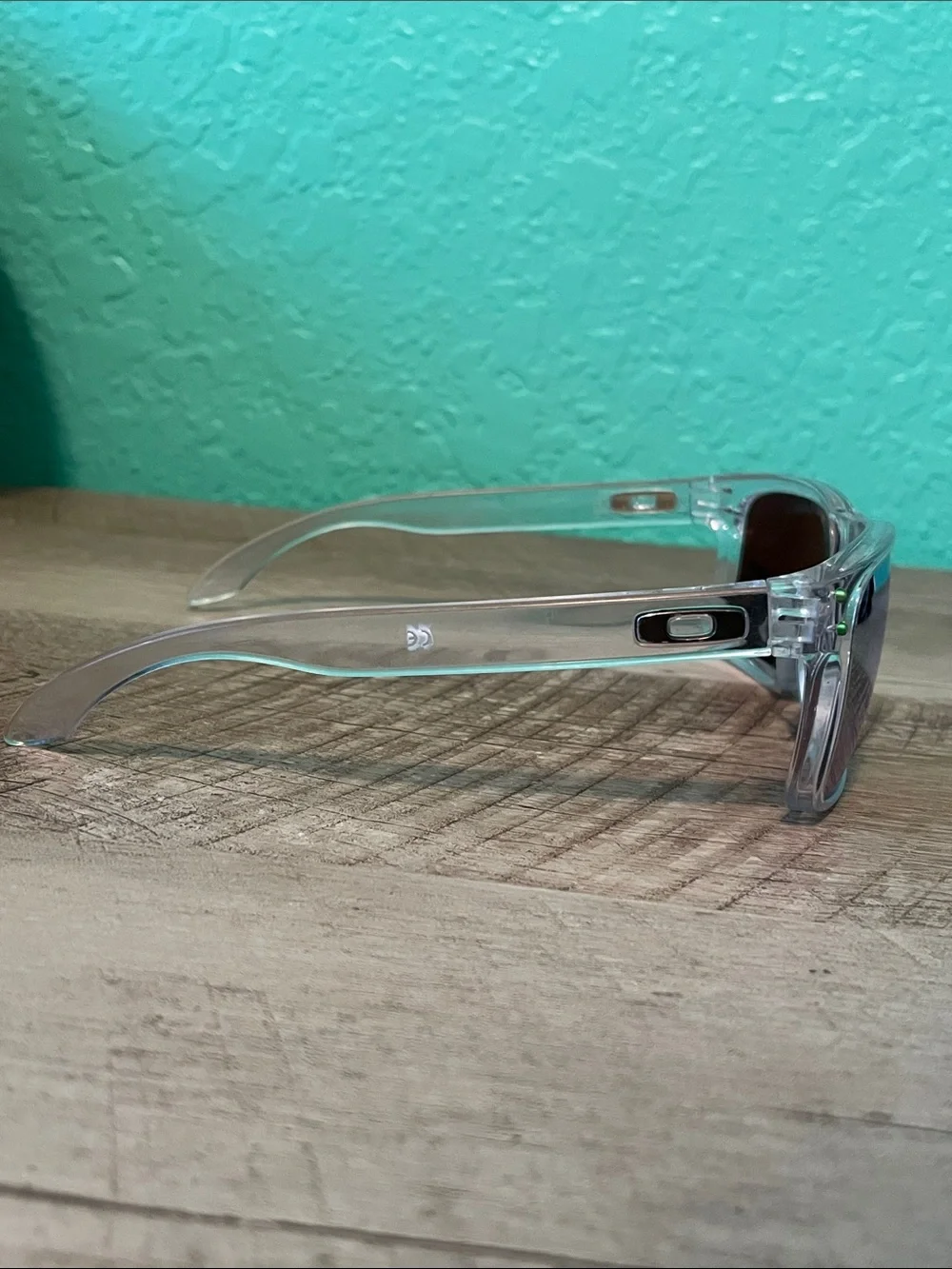Oakley Holbrook Clear Frame Sunglasses with Yellow Accents